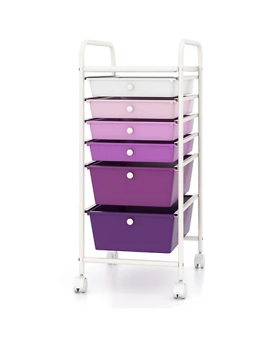 Sugift Multifunctional 6-Drawer Rolling Storage Cart Organizer