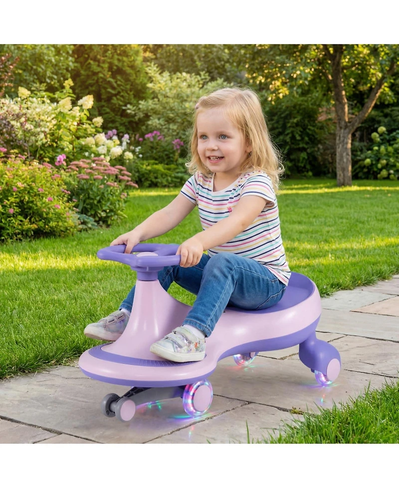Hongge Wiggle Ride-On Car with Flashing Wheels & Anti-Tip Design, Ages 2+