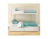Grain & Grove Bear Furniture Plywood Twin/Full Bunk with Underbed Storage Drawers