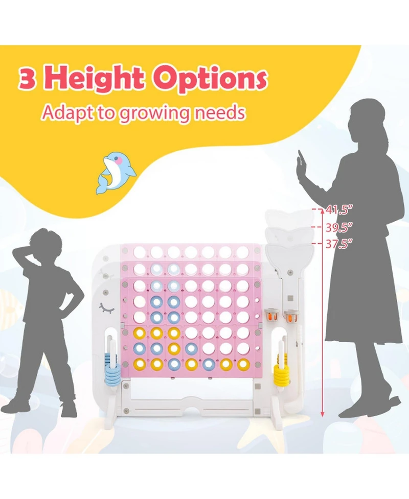 Hongge Giant 4-in-1 Connect Four Yard Game Set with Adjustable Height, Ages 5+