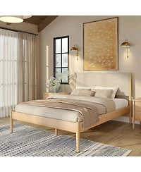 Plank+Beam Harbor Queen Bed with Upholstered Headboard, Swiss Coffee
