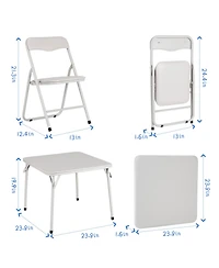 homfan Kids Folding Table and Chair Set, 4 Chairs and 1 Table, Pu Upholstered Seats, Iron Frame, Space Saving Design for Eating, Reading, and Play