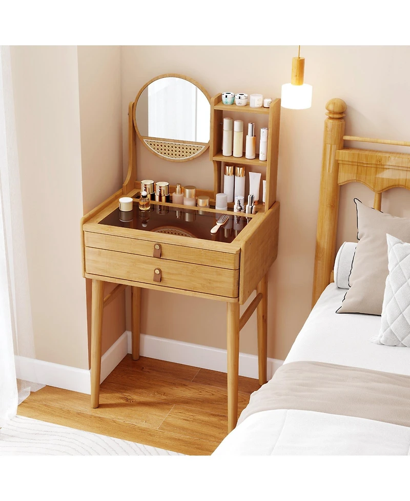 Slickblue Compact Makeup Vanity Table 23.5 Inch with Mirror for Small Spaces