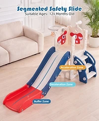 Sugift 7-in-1 Toddler Slide with Basketball Hoop, Golf, Telescope and Hiding Area Play Set, Ages 1-3