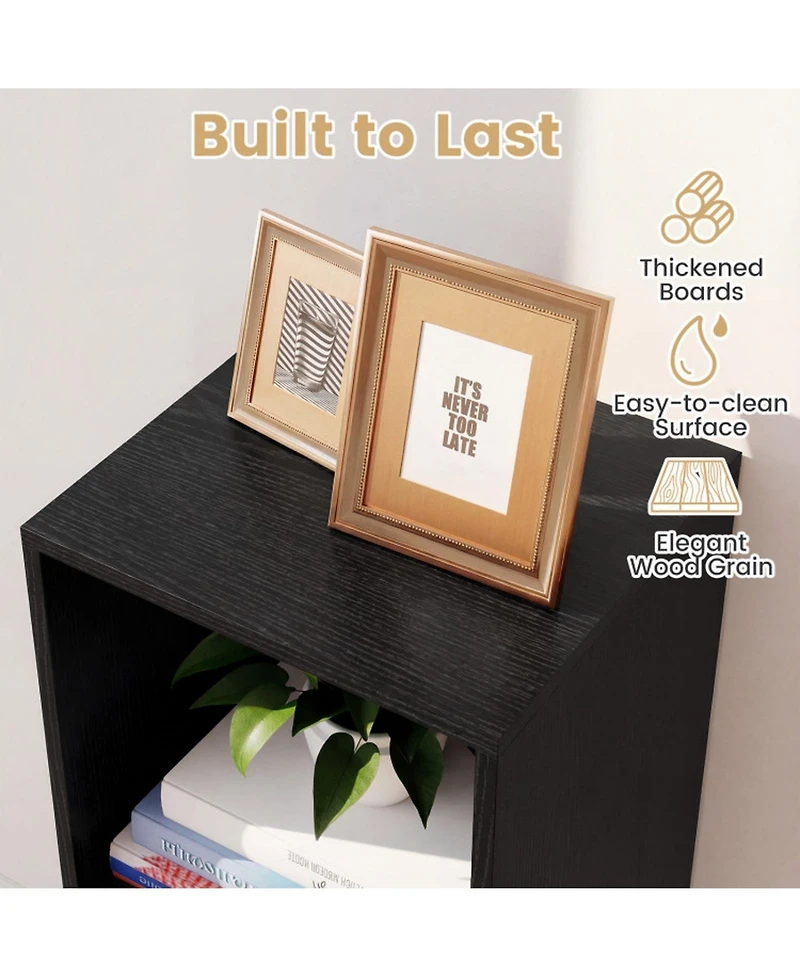 Sugift 3 Cube Bookshelf with Back Guardrail for Living Room Bedroom