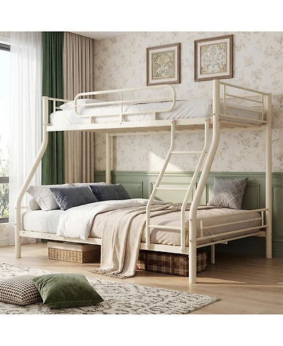homfan Heavy Duty Twin Over Full Metal Bunk Bed, Space-Saving Kids Teens Adults, 450 Upper, 500 Lower, Slot Assembly