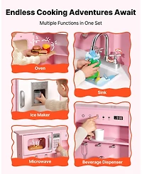 Hongge Nordic Wooden Interactive Play Kitchen Playset, Ages 3+