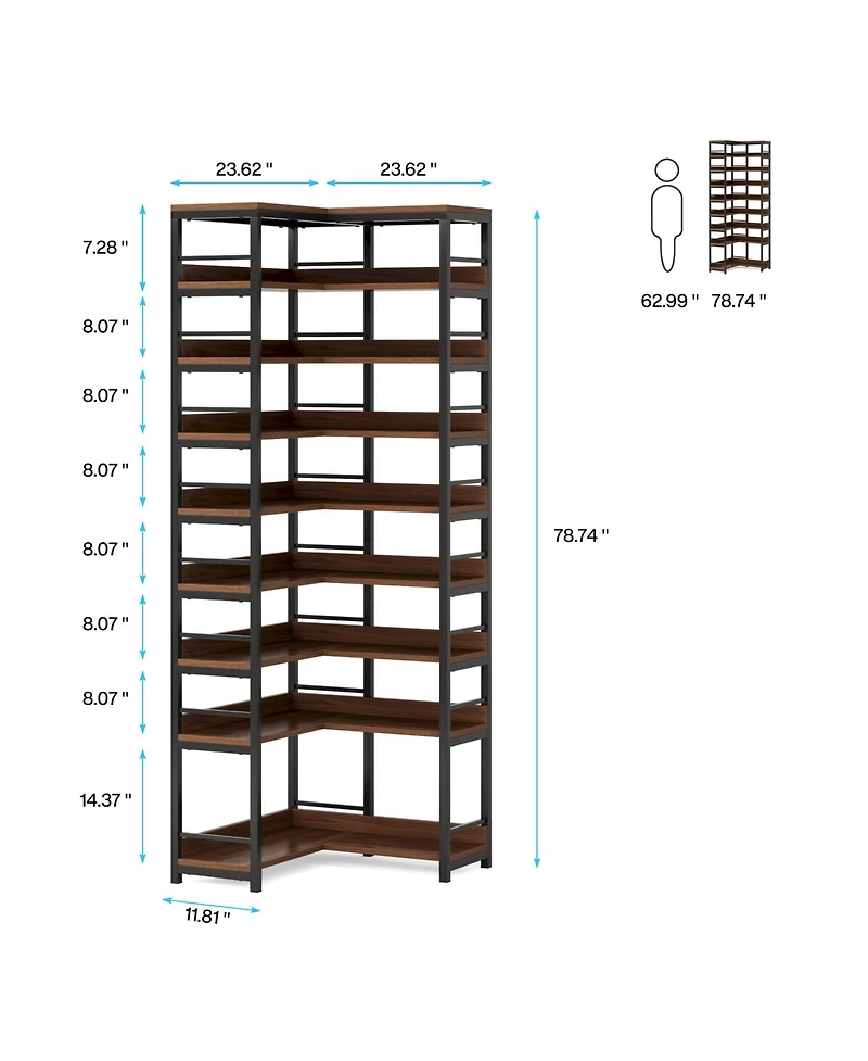 Tribesigns 9 Tiers Corner Shoe Rack, Tall Vertical Shoe Rack Organizer, Free Standing Large Shoe Storage Shelf