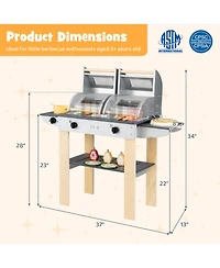 Sugift Wooden Barbecue Grill Playset with Grilling Tools and Play Food, Ages 3+