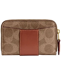 Coach Signature Leather Essential Small Zip Around Card Case