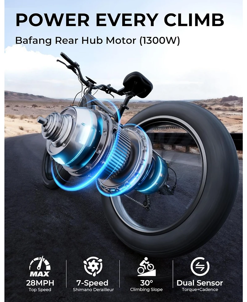 Mikolo Folding Electric Bike for Adults, 55 Miles & 25MPH, 500W Peak Motor, 48V 10Ah Removable Battery, Fat Tire EBike with Smart Lcd Display