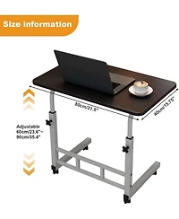 Gaomon Adjustable Height Lift Desk – Mobile Bedside Table for Laptop, Simple Computer Desk for Bedroom and Dorm, Easy Moving, 80x40cm