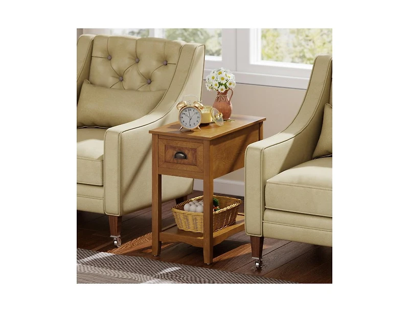 Set Of 2 Contemporary Side End Table with Drawer