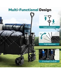 Mountaintop Foldable Wagon Cart,440lbs Capacity heavy-duty steel frame, Large-capacity gardening cart, All-terrain tires for camping
