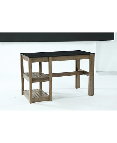 Tribesigns Kitchen Island with Storage,Open Shelving Bar Table with Large Worktop