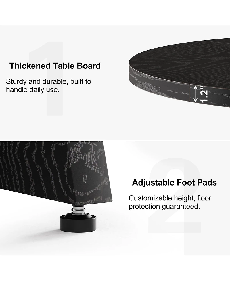 Hausource Modern Round Dining Table with Thickened Tabletop, Geometric Pedestal Base and Adjustable Foot Pads