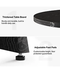 Hausource Modern Round Dining Table with Thickened Tabletop, Geometric Pedestal Base and Adjustable Foot Pads