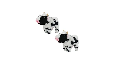 Mighty Jr Farm Cow 2 Pack , Durable Plush Squeaky Dog Toy