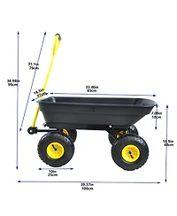 Mountaintop Foldable Multi-Functional Garden Dump Wagon Cart,300lb 55L Steel Frame,10" Pneumatic Tires, Cart for Yard, Lawn, Outdoor