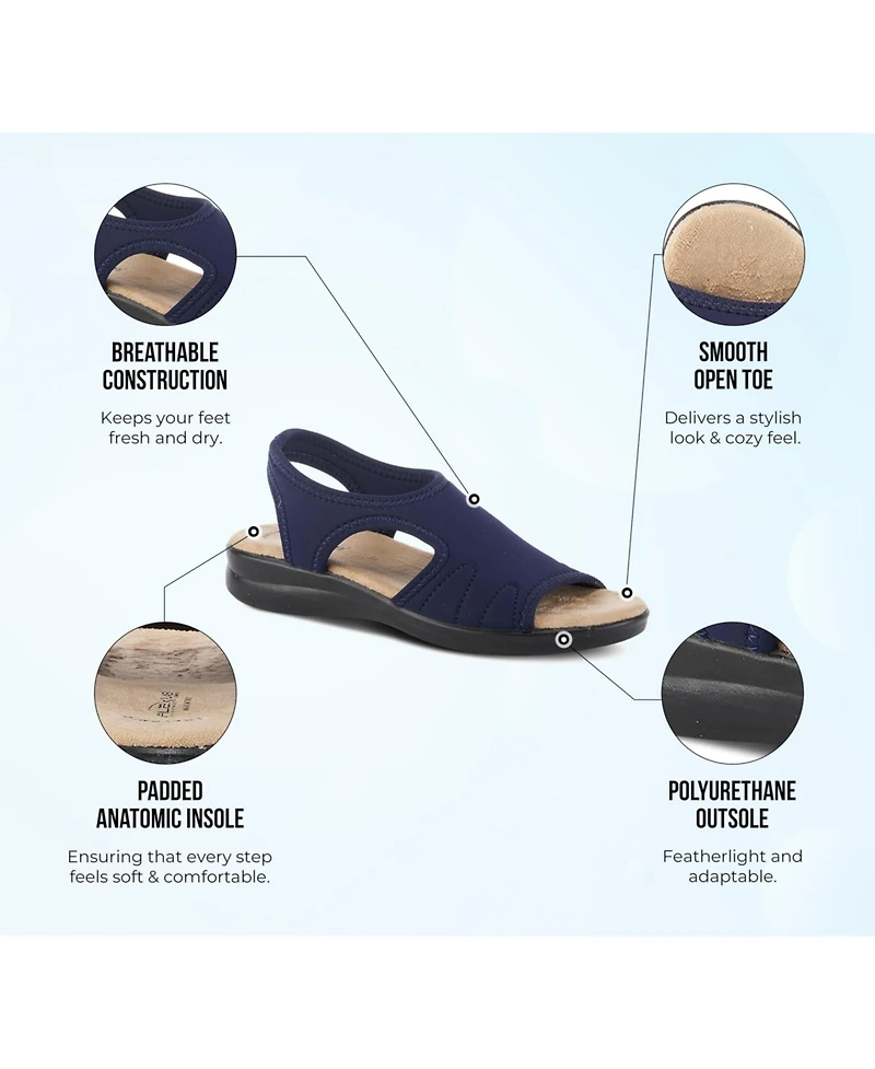 Flexus Women's Nyaman-Pindott Slingback Sandal with Rubber Sole