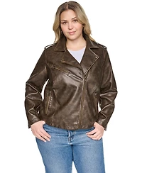 Levi's Plus Faux Leather Asymmetrical-Zipper Moto Jacket