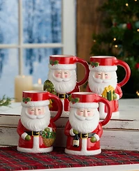 Certified International Santa Delight 3D Mugs, Set of 4