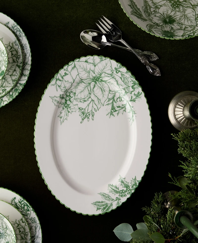 Certified International Winter Evergreen Oval Platter