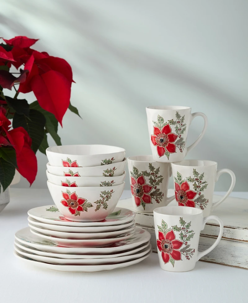 Certified International Festive Blooms 16-Piece Dinnerware Set, Service For 4
