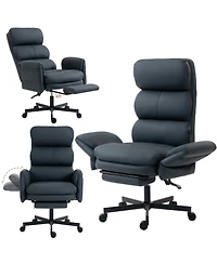 Dyhome Pu Leather Cross-legged Office Chair with Flip-up Arms and Adjustable Headrest