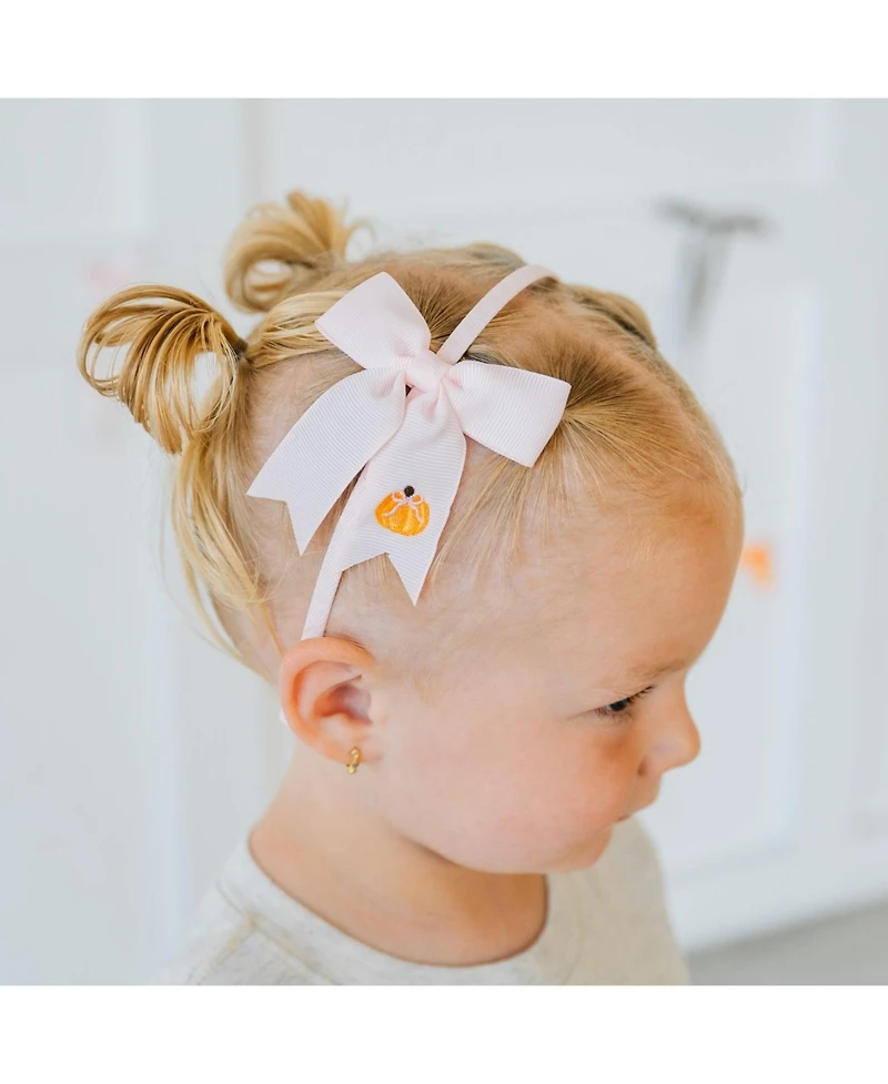 Sweet Wink Little and Big Girls Pumpkin Embroidered Bow Headband