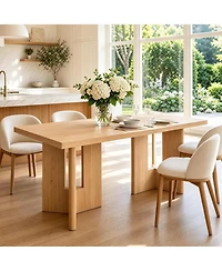 Gaomon 77" Rectangular Dining Table with Slab Panel Base, Seats 4-6