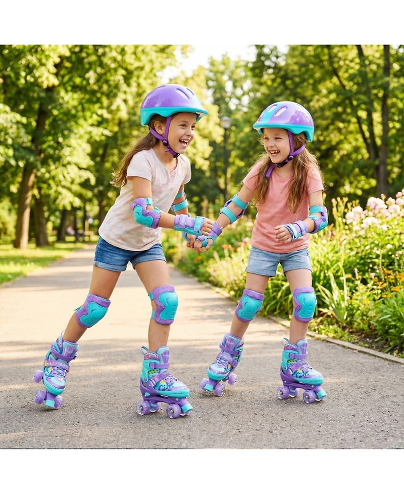 Hongge 4-Size Adjustable Light-Up Wheels Kids Roller Skates, Ages 7+