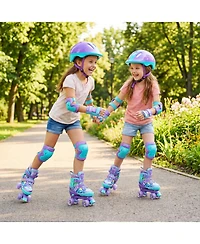 Hongge 4-Size Adjustable Light-Up Wheels Kids Roller Skates, Ages 7+