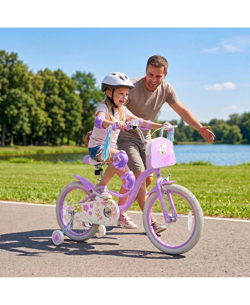 Hongge Adjustable 18-Inch Girls Bike with Front Storage Bag