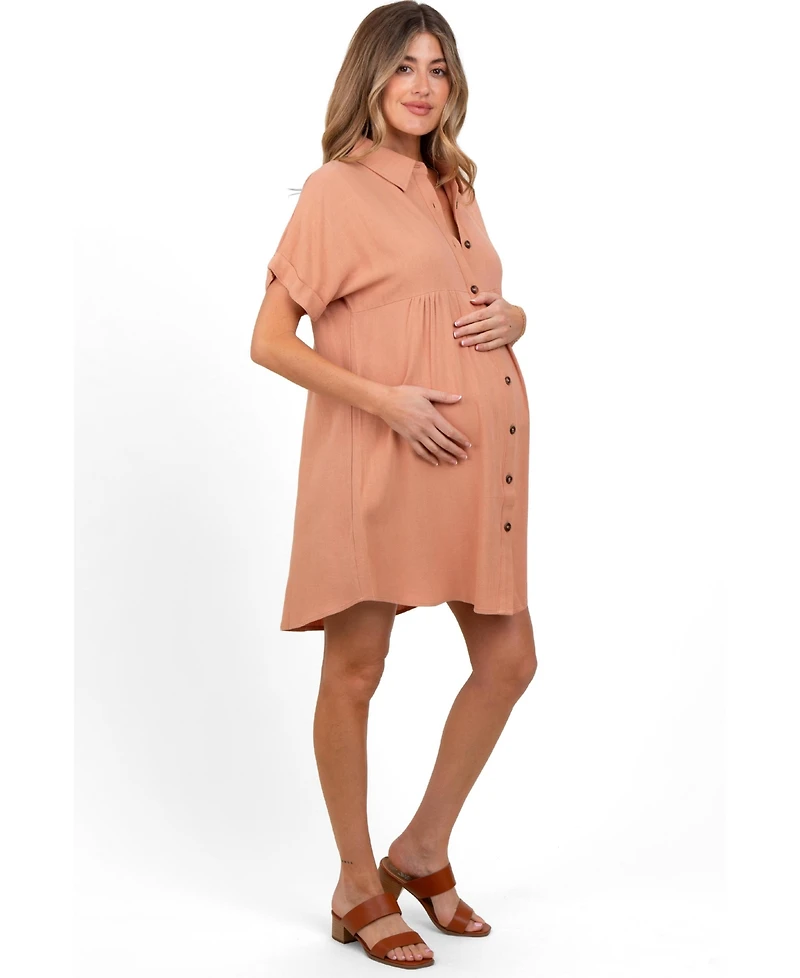 Pinkblush Women's Sand Dolman Sleeve Linen Shirt Dress