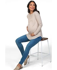 Pinkblush Maternity Black Long Sleeve Round Hem Textured Top