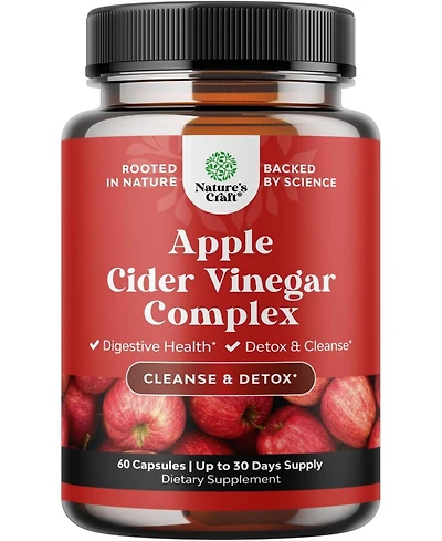 Nature's Craft Apple Cider Vinegar Capsules - Acv Supplement for Gut and Digestive Health with Cayenne - Extra Strength Acv Capsules