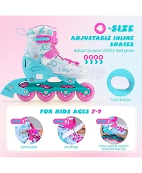Hongge 4-Size Adjustable Inline Skates with Light-Up Wheels, Ages 7-9