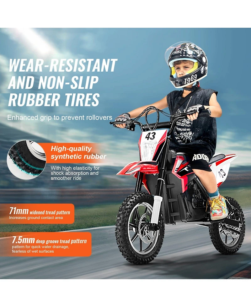 Hongge Kids Electric Ride On Motorcycle 36V Reaching 15.5 mph with Treaded Tires and Dual Brakes Ages 14+