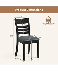 Sugift Wooden Upholstered Kitchen Chairs Set of 4 with Curved Slat