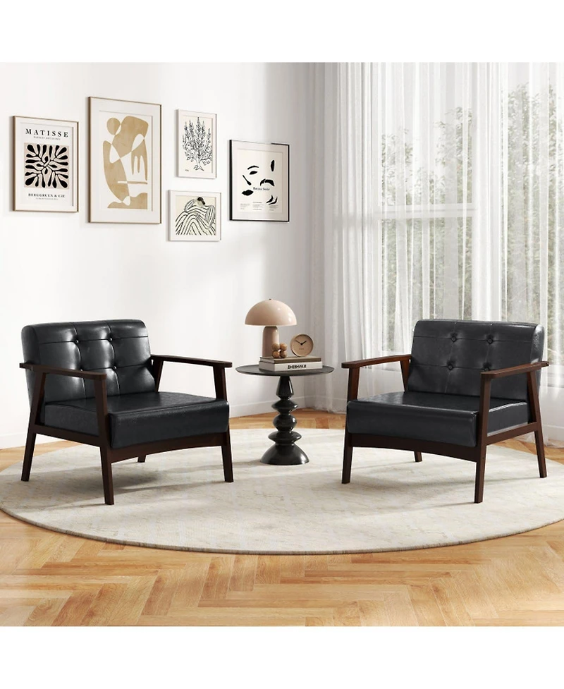 Sugift Oversized Accent Chair with Rubber Wood Frame and Button-Tufted Backrest