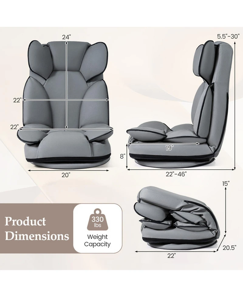 Sugift 360-Degree Swivel Floor Gaming Chair with 6-Position Adjustable Backrest
