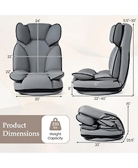Sugift 360-Degree Swivel Floor Gaming Chair with 6-Position Adjustable Backrest
