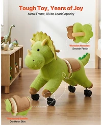 Hongge Kids Ride-On Dinosaur Toy with 360 Degree Caster Wheels, 88 lb Capacity, Ages 3+
