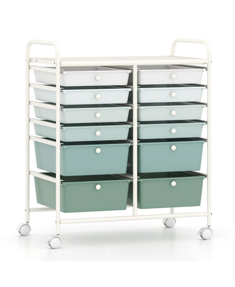 Sugift 12-Drawer Rolling Storage Cart with Removable Drawers and Lockable Wheels
