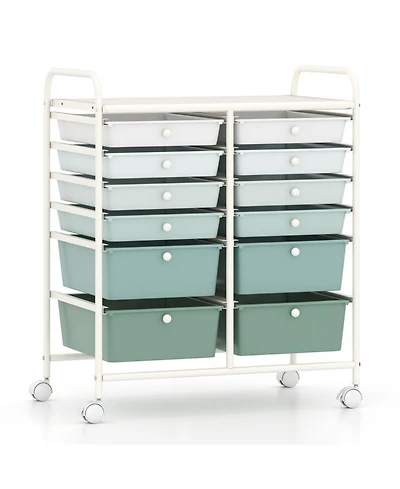 Sugift 12-Drawer Rolling Storage Cart with Removable Drawers and Lockable Wheels