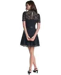 Karl Lagerfeld Paris Women's Lace A-Line Cap-Sleeve Dress