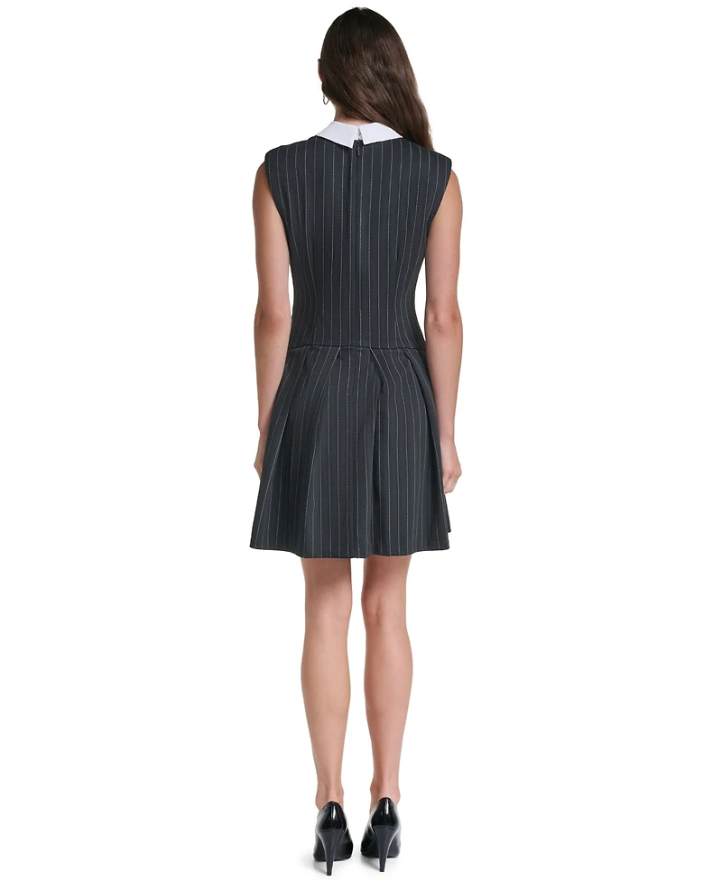 Karl Lagerfeld Paris Women's Pinstripe A-Line Sleeveless Dress