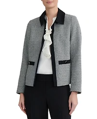 Kasper Women's Collared Tweed Combo Cardigan