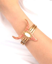 Barse Longhorn Orange Sponge Coral Golden Cuff Bracelet